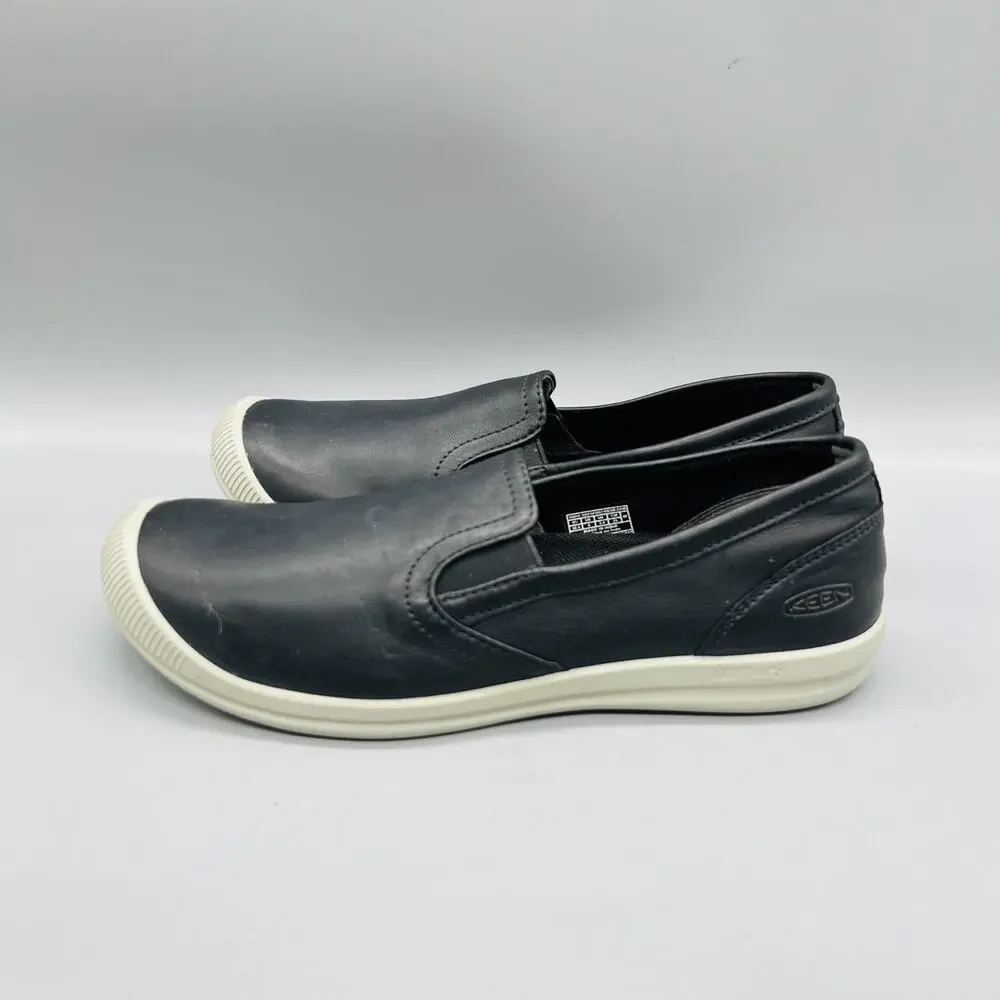 KEEN Shoes Women 8 Black Leather Lorelai Slip On Walking Sneakers Comfort Casual